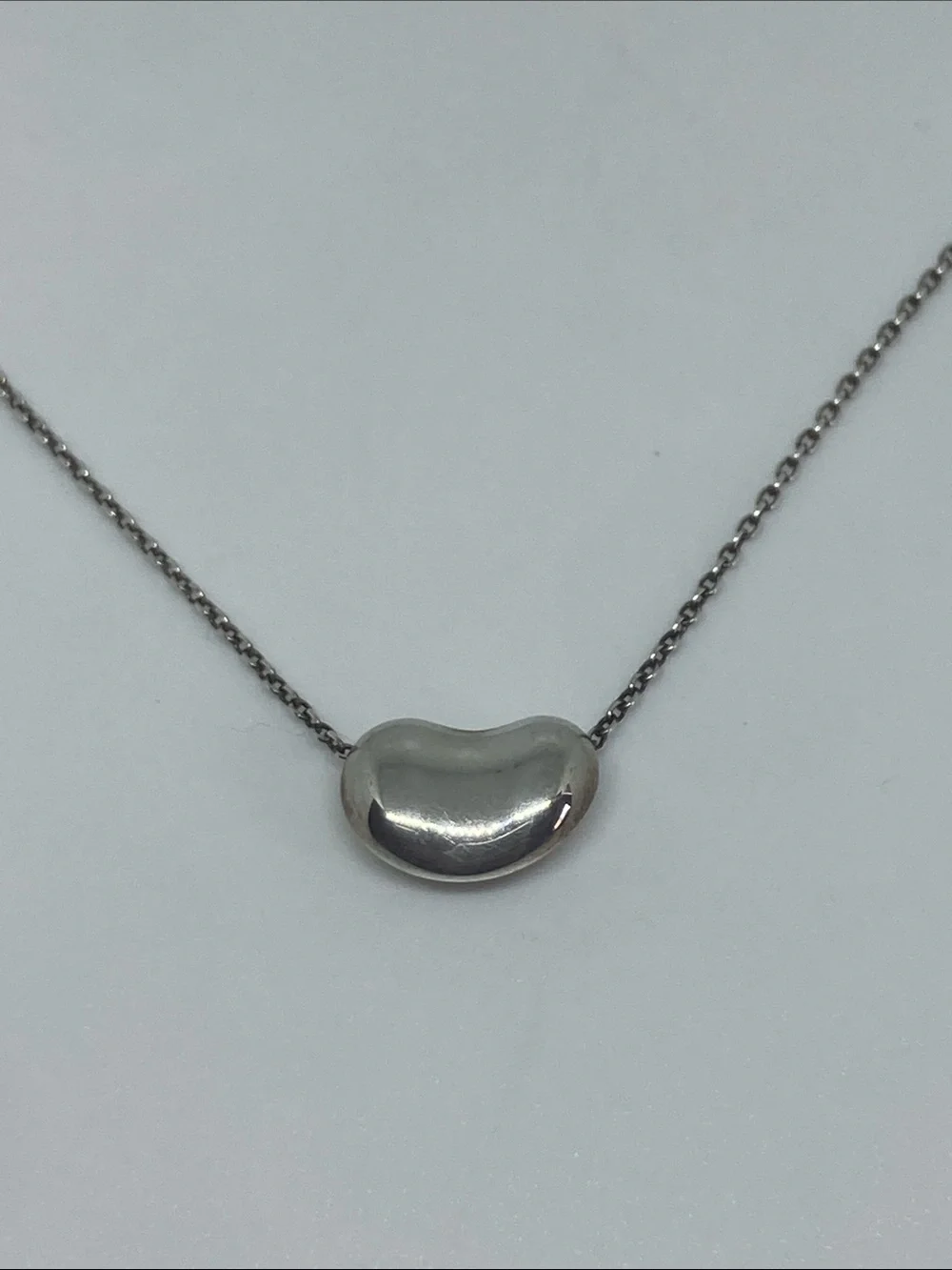 Tiffany & Co. Polished Silver Bean Pendant Necklace Vintage